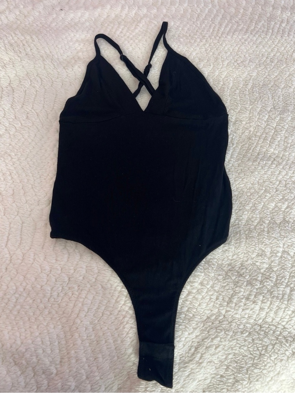 Bozzolo Black Ribbed One-Piece with Crisscross Back